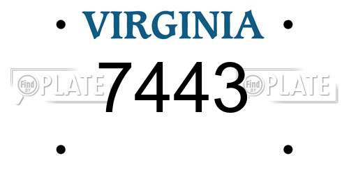 7443 Virginia License Plate