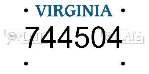 744504 Virginia License Plate