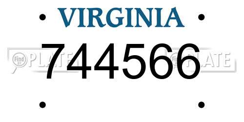 744566 Virginia License Plate