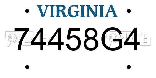 74458G4 Virginia License Plate