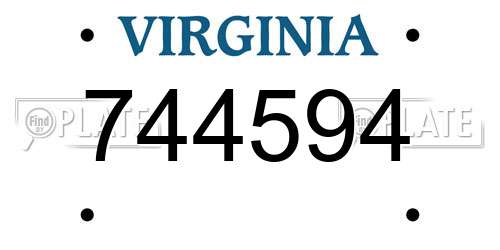 744594 Virginia License Plate