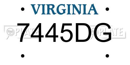 7445DG Virginia License Plate