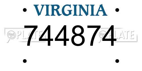 744874 Virginia License Plate