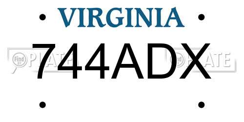 744ADX Virginia License Plate