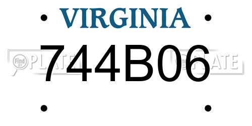 744B06 Virginia License Plate