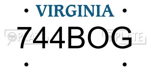 744BOG Virginia License Plate