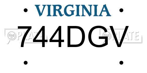 744DGV Virginia License Plate