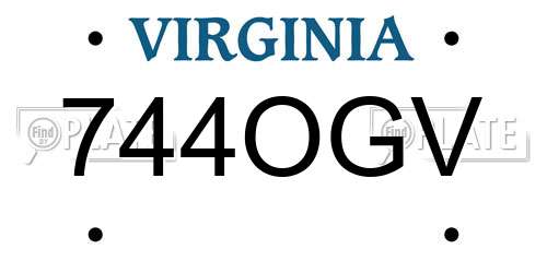 744OGV Virginia License Plate