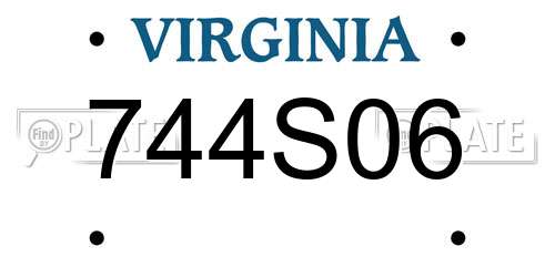 744S06 Virginia License Plate