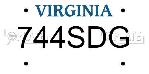 744SDG Virginia License Plate