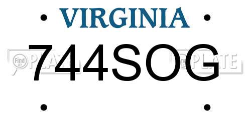 744SOG Virginia License Plate