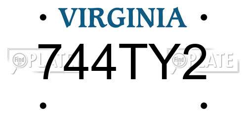 744TY2 Virginia License Plate