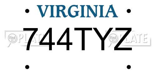 744TYZ Virginia License Plate