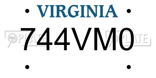 744VM0 Virginia License Plate