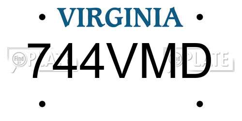 744VMD Virginia License Plate
