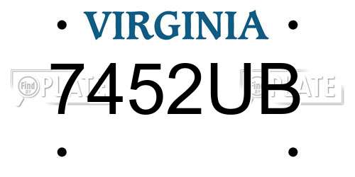 7452UB Virginia License Plate
