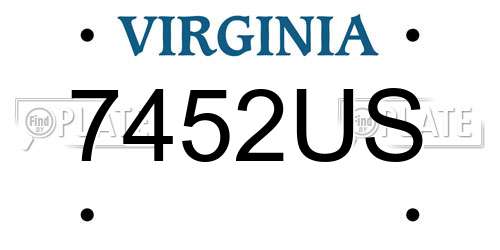 7452US Virginia License Plate