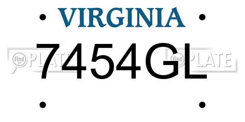 7454GL Virginia License Plate