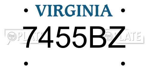 7455BZ Virginia License Plate