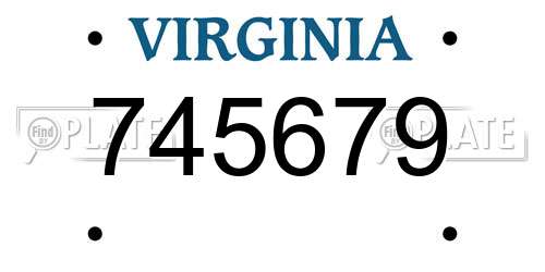 745679 Virginia License Plate