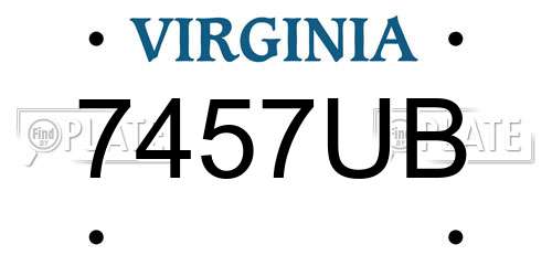 7457UB Virginia License Plate