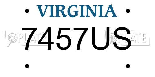 7457US Virginia License Plate