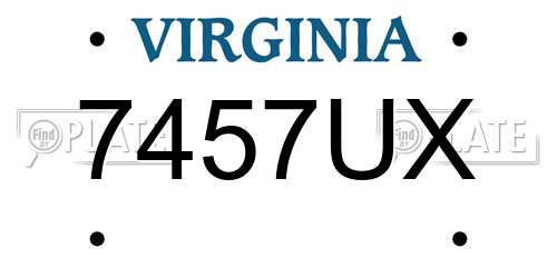 7457UX Virginia License Plate