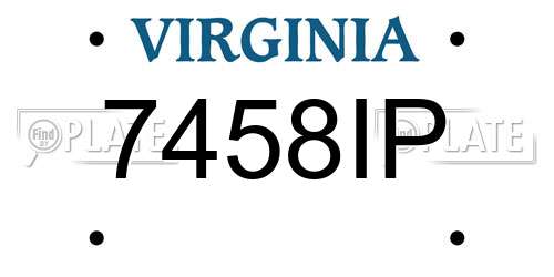 7458IP Virginia License Plate