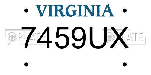 7459UX Virginia License Plate