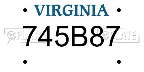 745B87 Virginia License Plate
