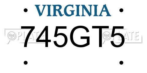 745GT5 Virginia License Plate