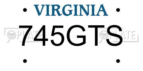 745GTS Virginia License Plate