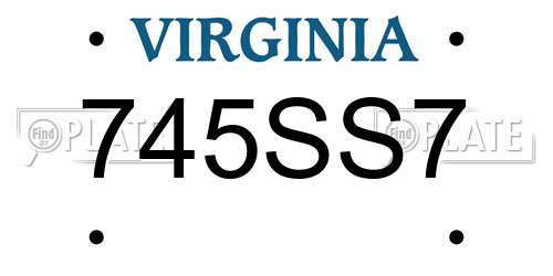 745SS7 Virginia License Plate