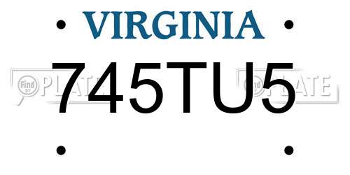 745TU5 Virginia License Plate