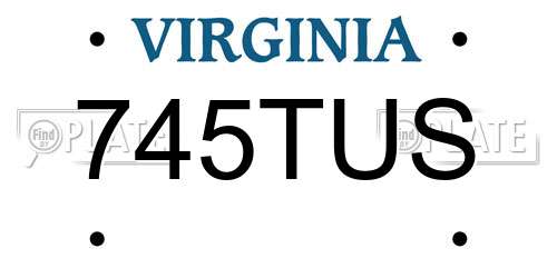 745TUS Virginia License Plate