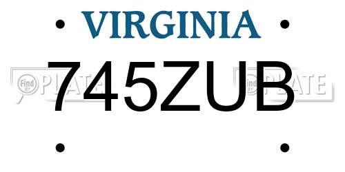 745ZUB Virginia License Plate