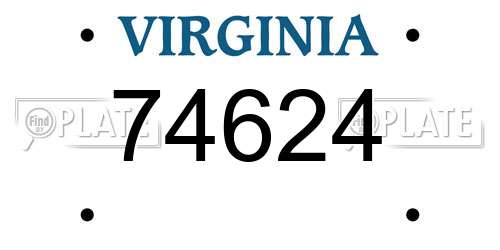 74624 Virginia License Plate