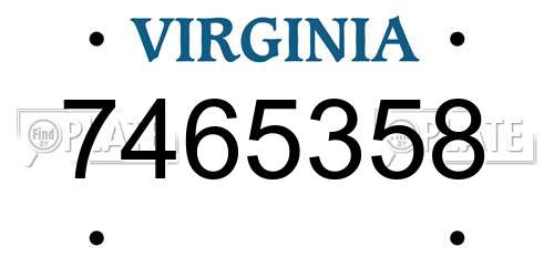 7465358 Virginia License Plate