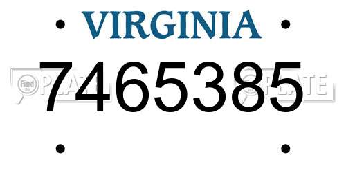 7465385 Virginia License Plate