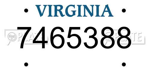 7465388 Virginia License Plate