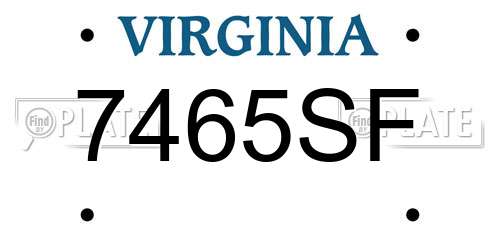 7465SF Virginia License Plate