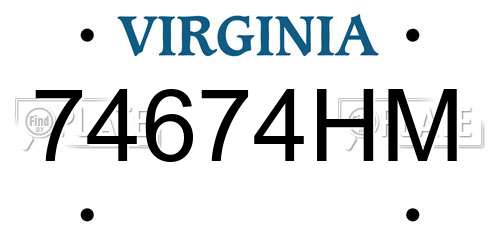 74674HM Virginia License Plate