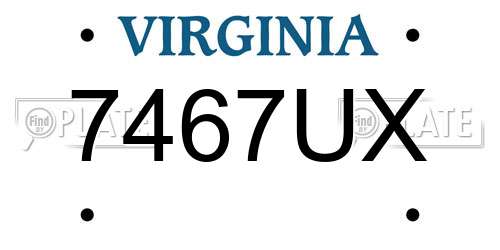 7467UX Virginia License Plate