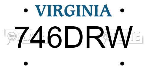 746DRW Virginia License Plate