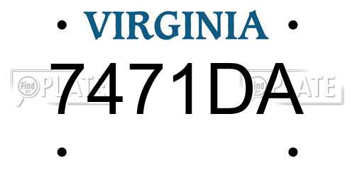 7471DA Virginia License Plate