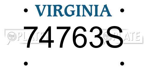 74763S Virginia License Plate
