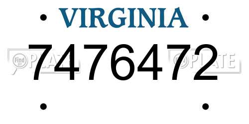7476472 Virginia License Plate