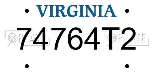 74764T2 Virginia License Plate