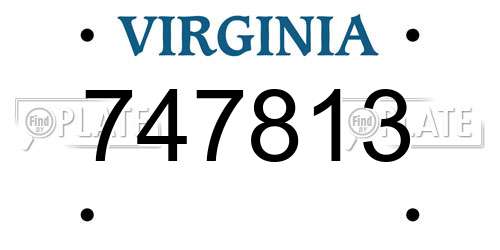 747813 Virginia License Plate