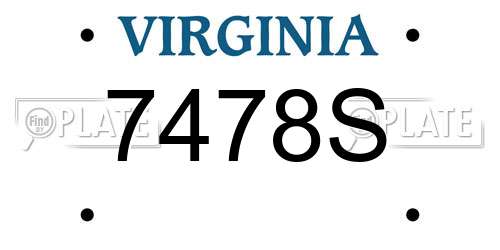 7478S Virginia License Plate